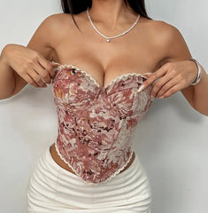Red/blue floral corset