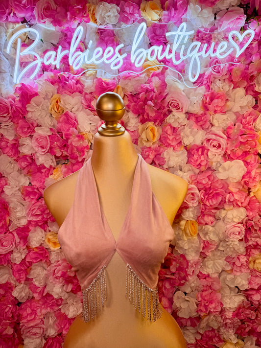 Pink halter crop top