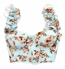 Floral ruffled corset crop top