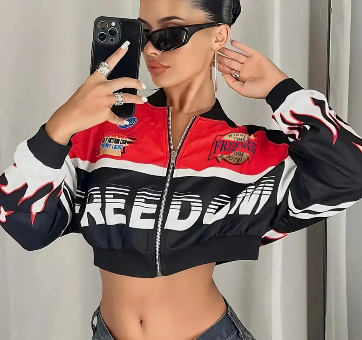 Racer crop zip up